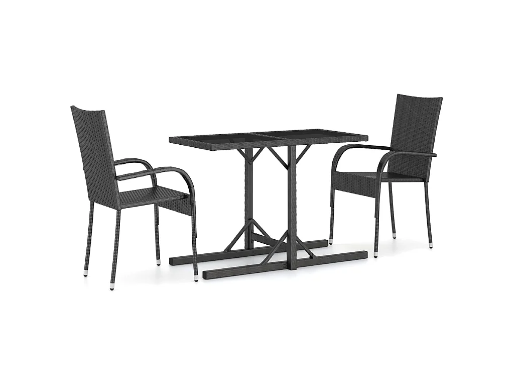 Ensemble de salle à manger de jardin 3 pcs Noir 64