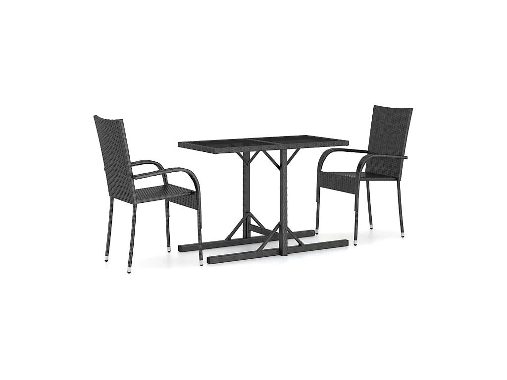 Ensemble de salle à manger de jardin 3 pcs Noir 64