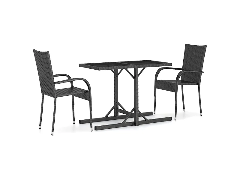 Ensemble de salle à manger de jardin 3 pcs Noir 64