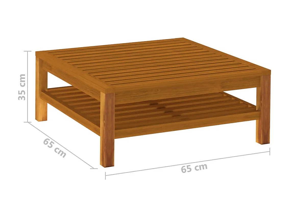 Salon de jardin 6 pcs avec coussin crème Bois d'acacia solide 2