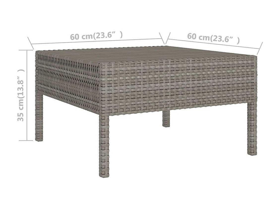 Salon de jardin 5 pcs avec coussins Résine tressée Gris 35