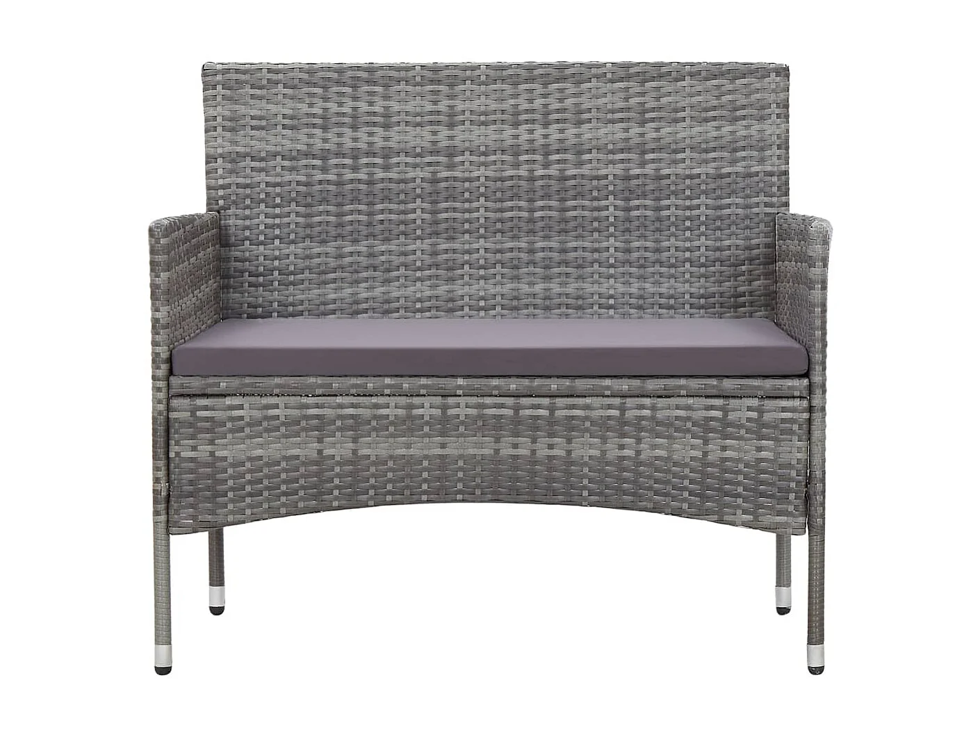 Salon de jardin 4 pcs avec coussins Résine tressée Gris 26