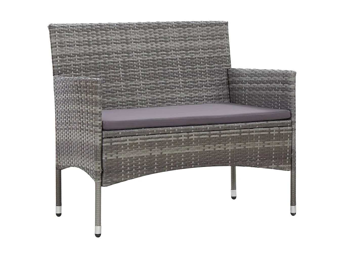 Salon de jardin 4 pcs avec coussins Résine tressée Gris 26