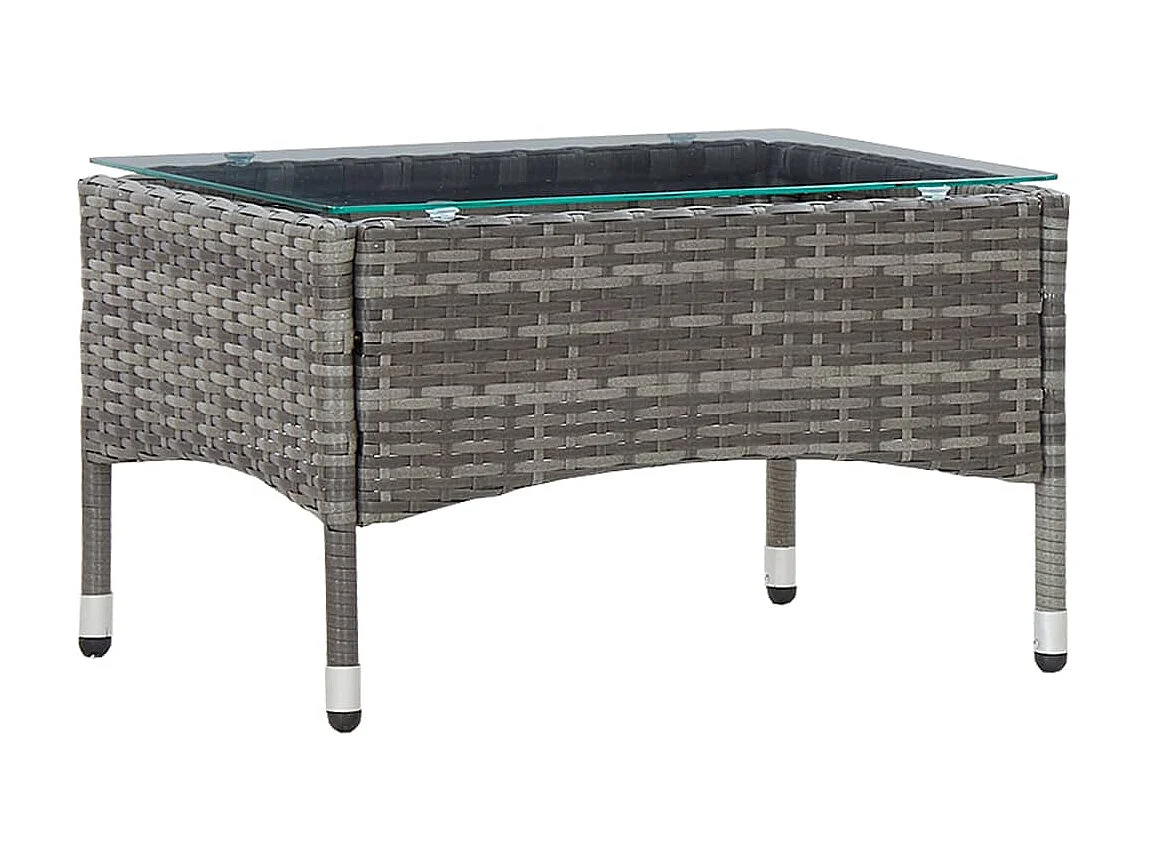 Salon de jardin 4 pcs avec coussins Résine tressée Gris 26