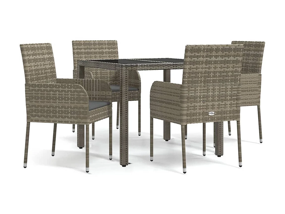 Ensemble de salle à manger de jardin 5 pcs avec coussins Gris 2