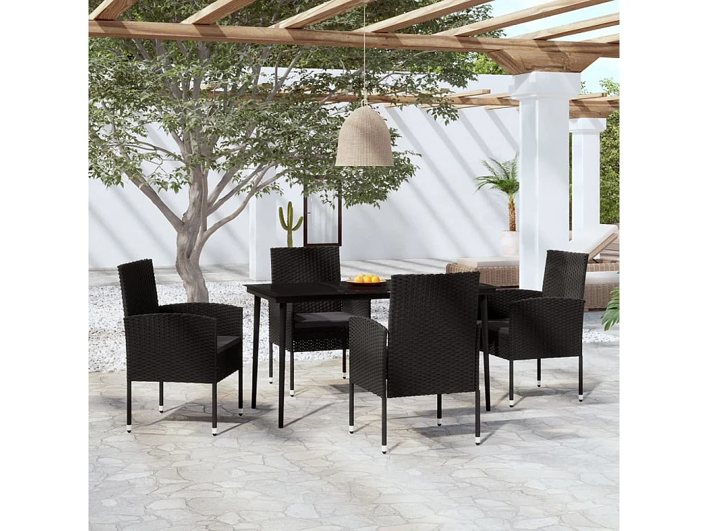 Ensemble de salle à manger de jardin 5 pcs Noir 11