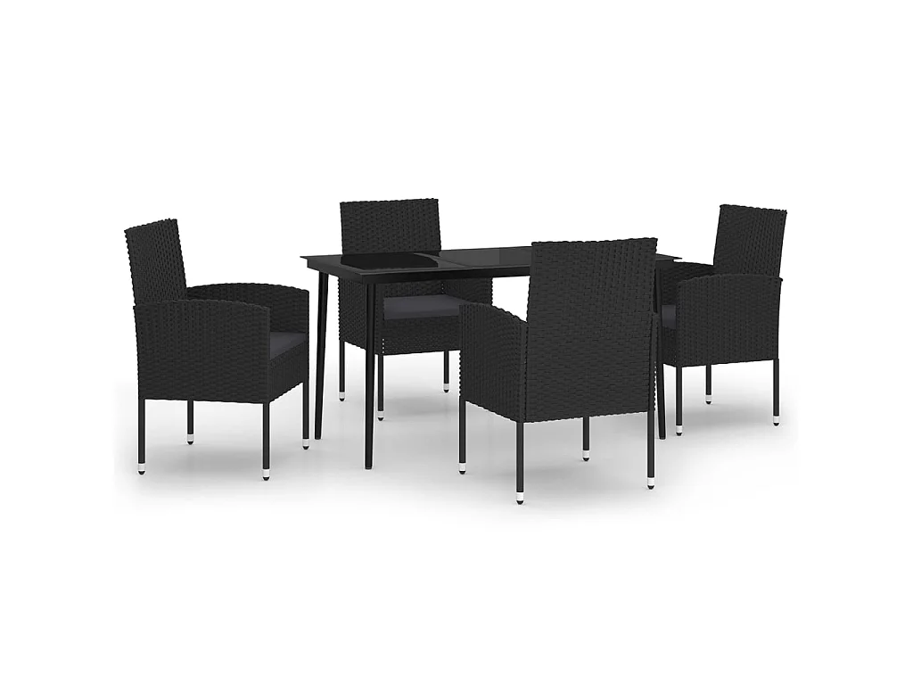 Ensemble de salle à manger de jardin 5 pcs Noir 11