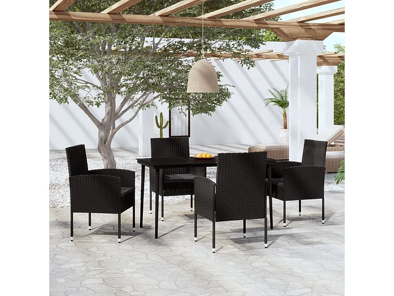 Ensemble de salle à manger de jardin 5 pcs Noir 11