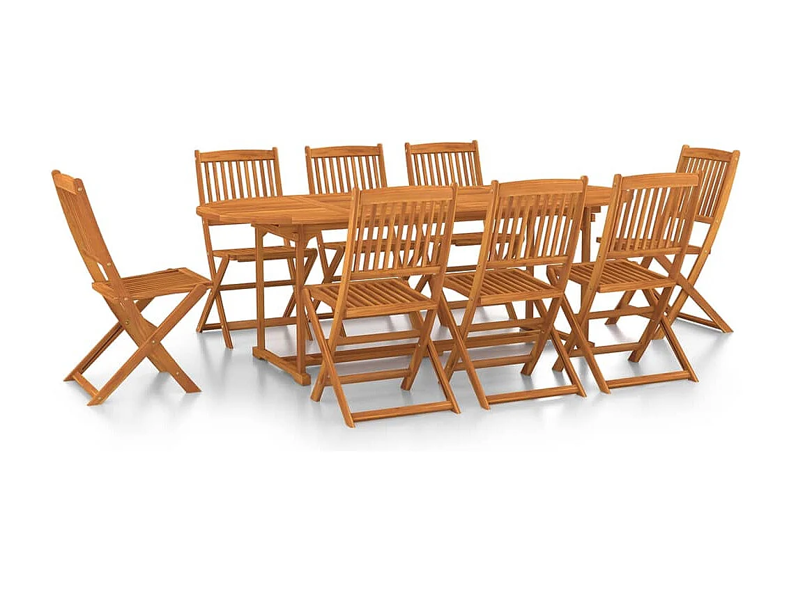 Mobilier à dîner de jardin 9 pcs Bois d'acacia massif 4