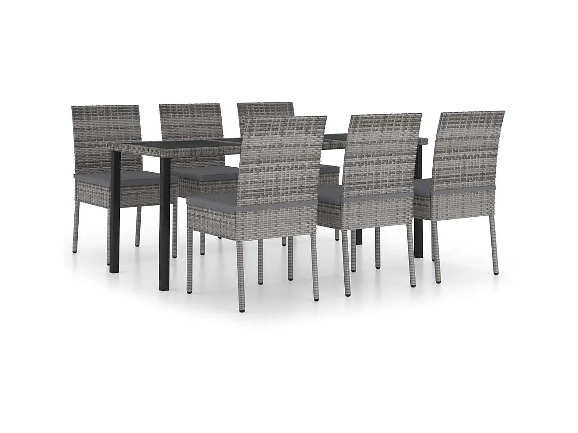 Ensemble de salle à manger de jardin 7 pcs Résine tressée Gris
