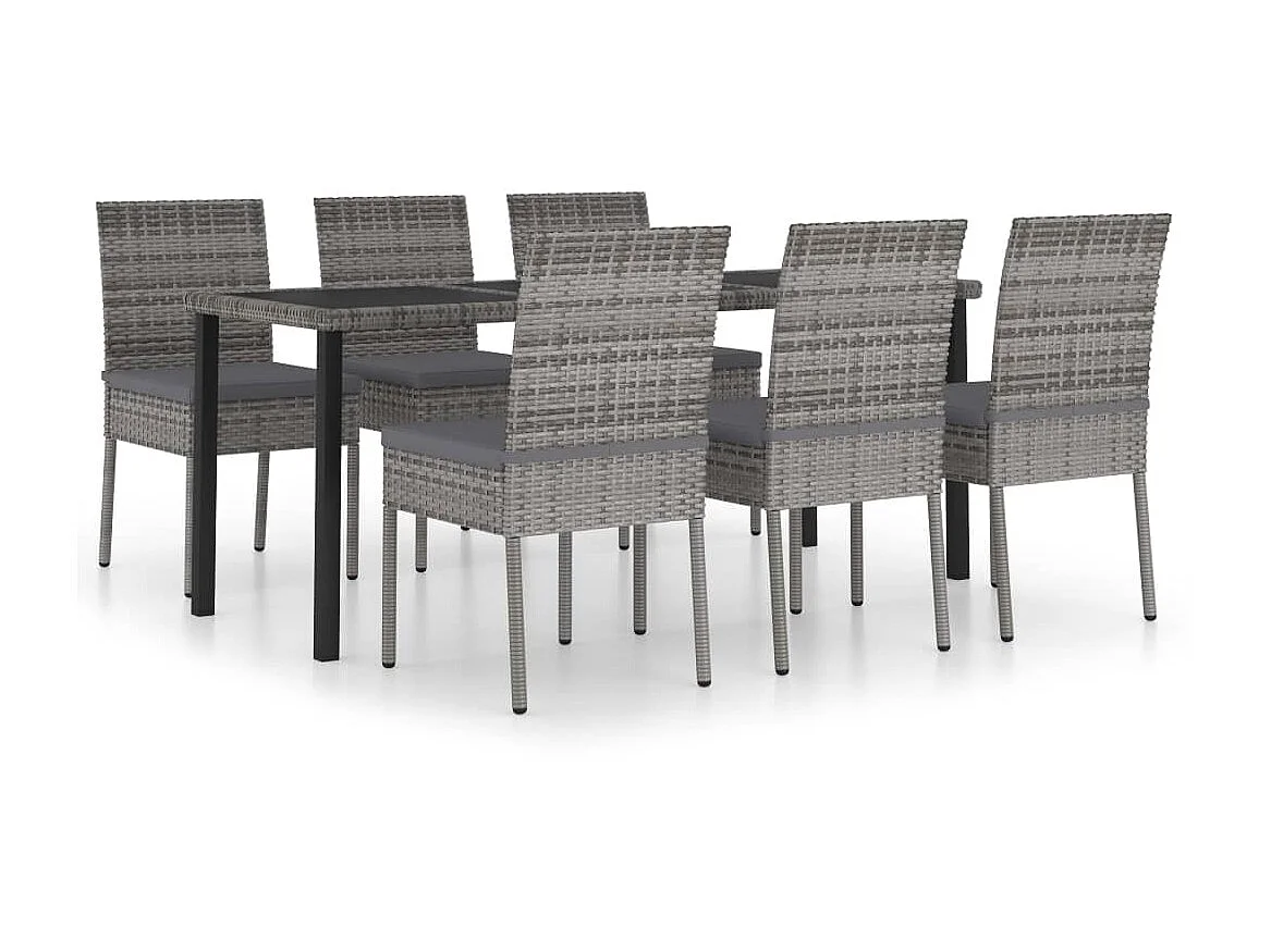 Ensemble de salle à manger de jardin 7 pcs Résine tressée Gris