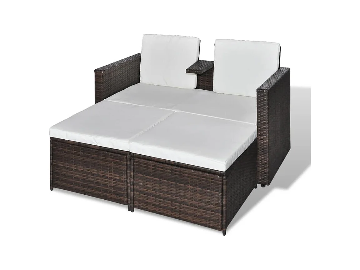 Salon de jardin 4 pcs avec coussins Résine tressée Marron 11