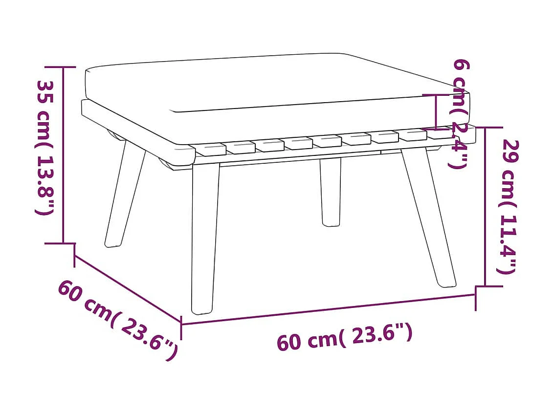 Salon de jardin 5 pcs avec coussins Bois d'acacia solide