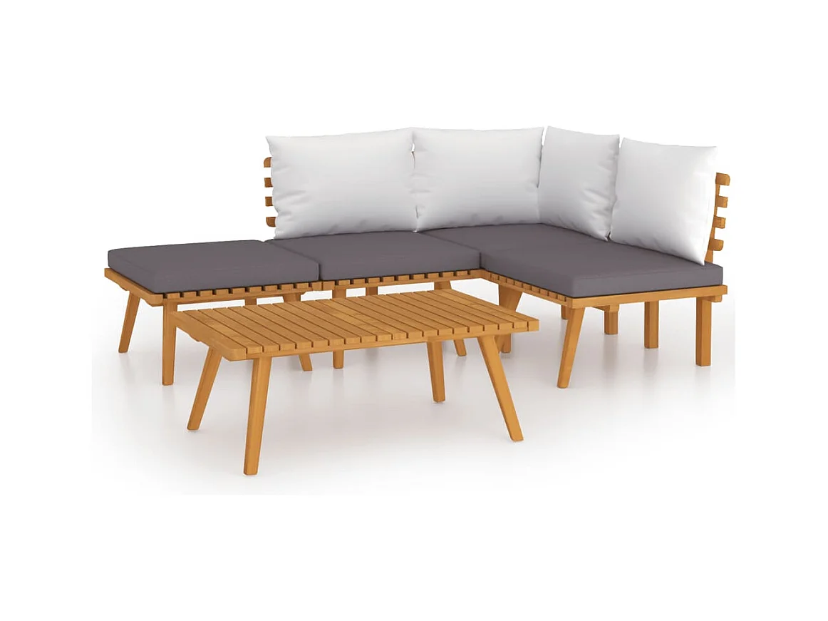 Salon de jardin 5 pcs avec coussins Bois d'acacia solide