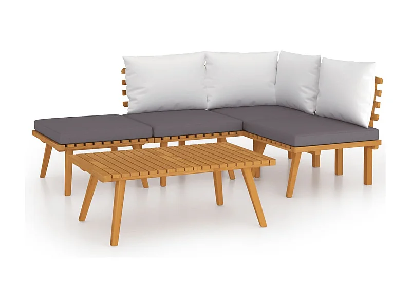 Salon de jardin 5 pcs avec coussins Bois d'acacia solide