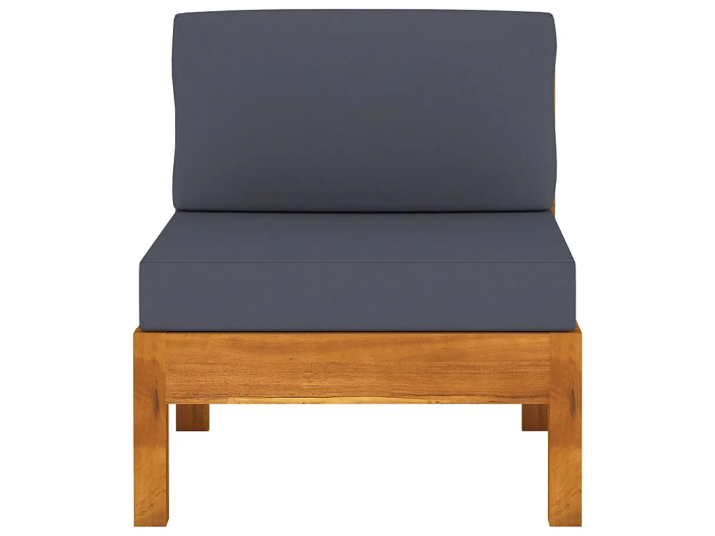 Salon de jardin 5 pcs avec coussins gris foncé Bois d'acacia