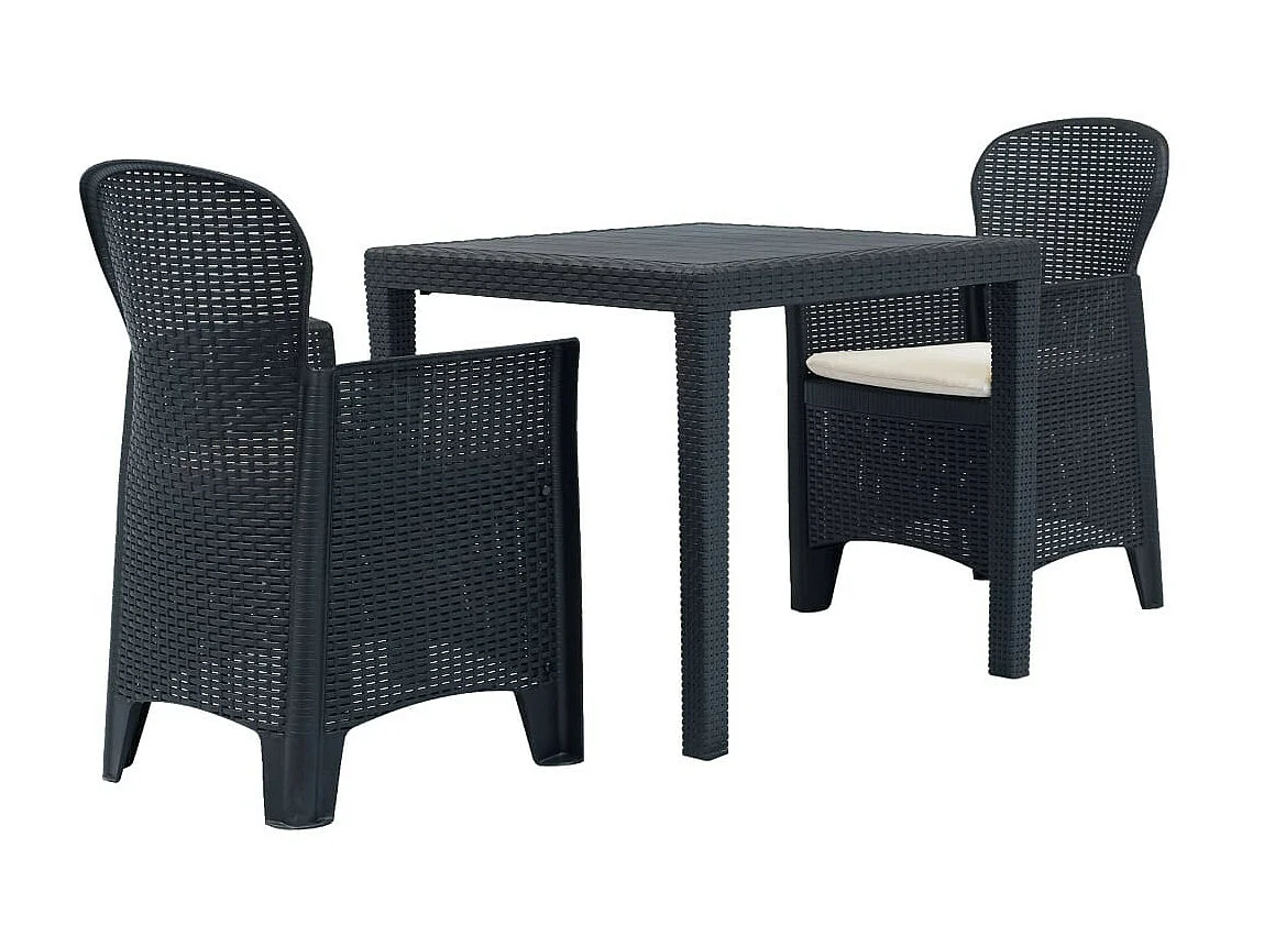 Ensemble de bistro 3 pcs Plastique Anthracite Aspect de rotin