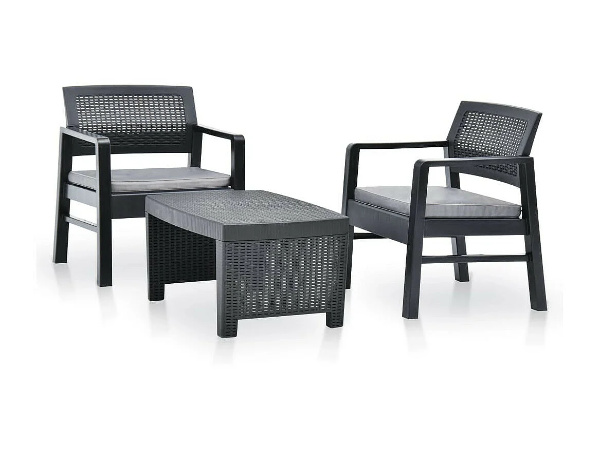 Salon de jardin 3 pcs Plastique Anthracite