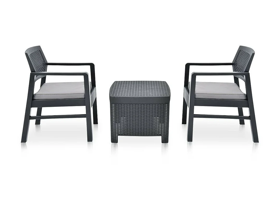 Salon de jardin 3 pcs Plastique Anthracite