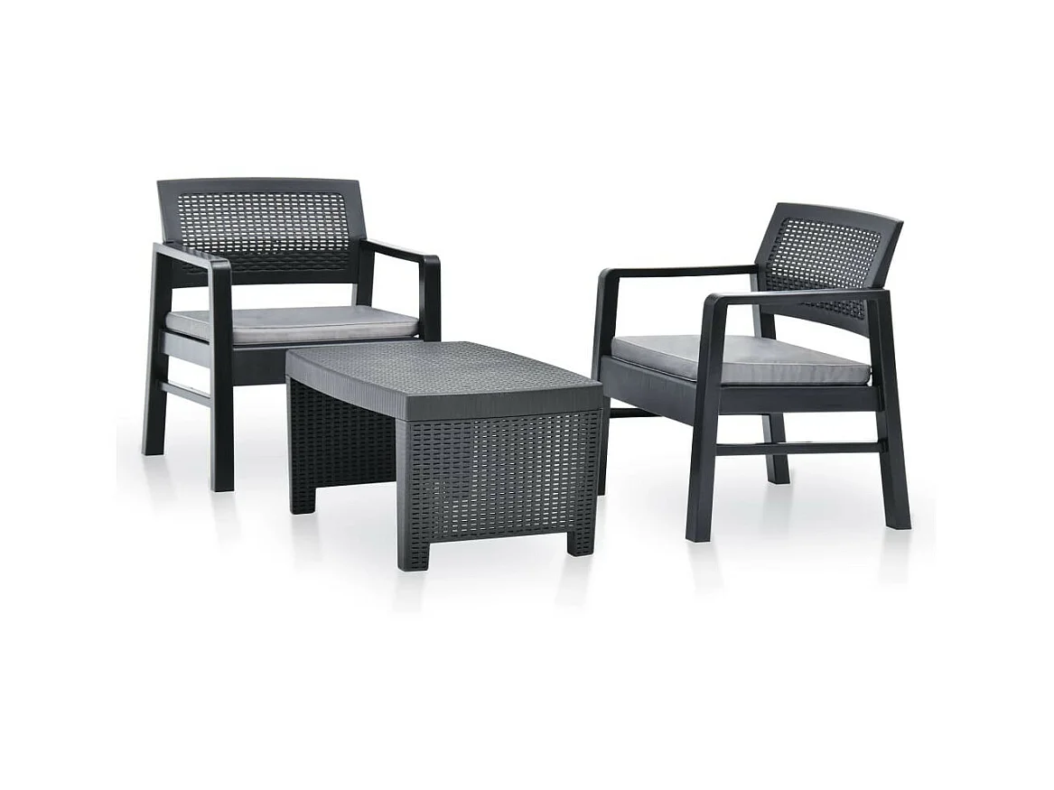 Salon de jardin 3 pcs Plastique Anthracite
