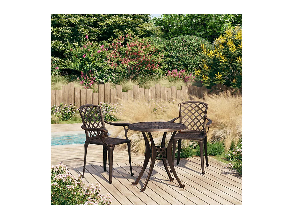 Ensemble de bistro 3 pcs Aluminium coulé Bronze 7