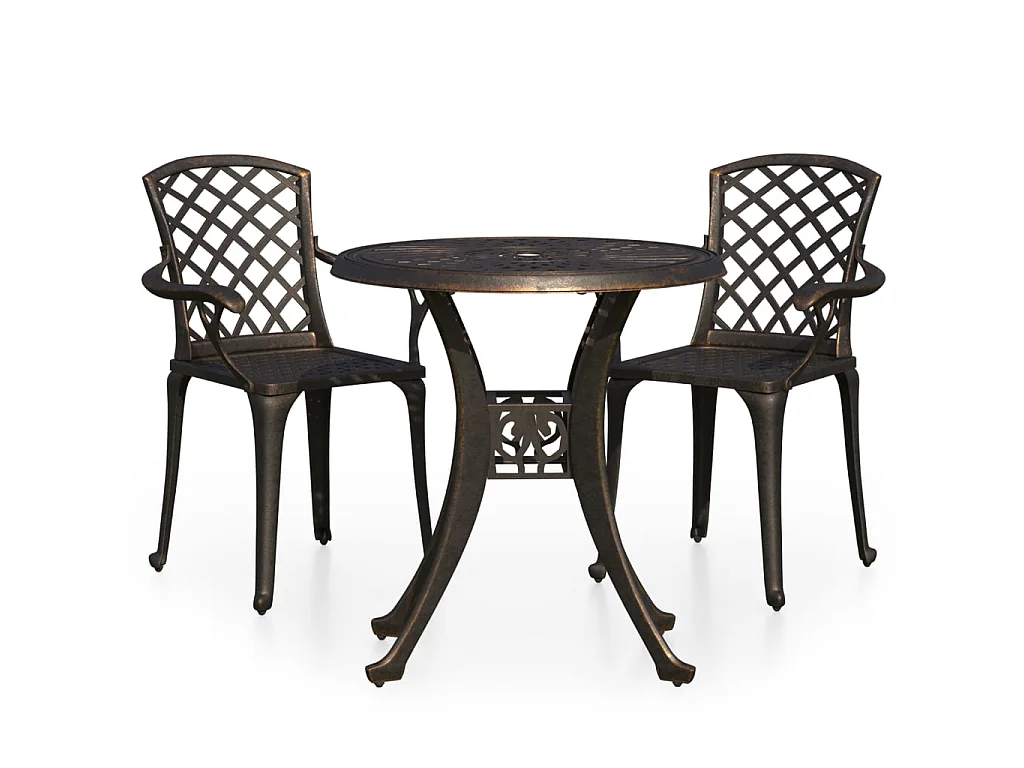 Ensemble de bistro 3 pcs Aluminium coulé Bronze 7