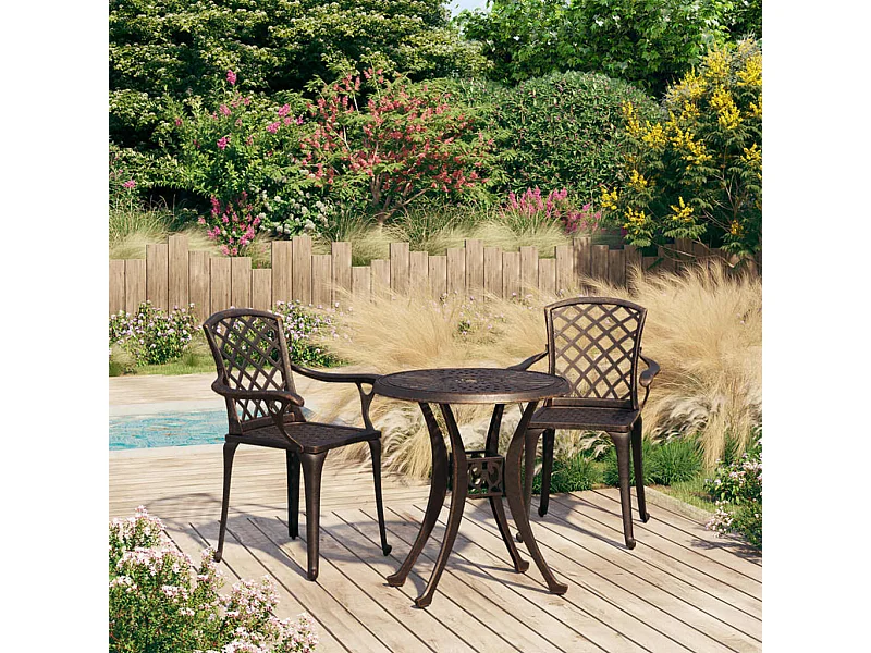 Ensemble de bistro 3 pcs Aluminium coulé Bronze 7