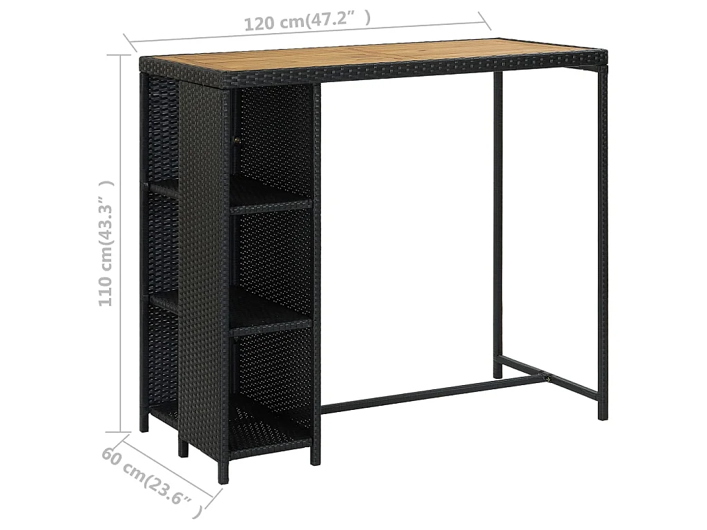 Meuble de bar de jardin 5 pcs et coussins Résine tressée Noir 4