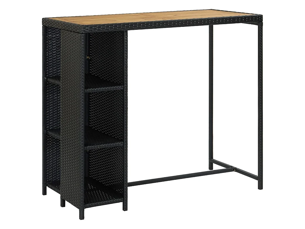 Meuble de bar de jardin 5 pcs et coussins Résine tressée Noir 4