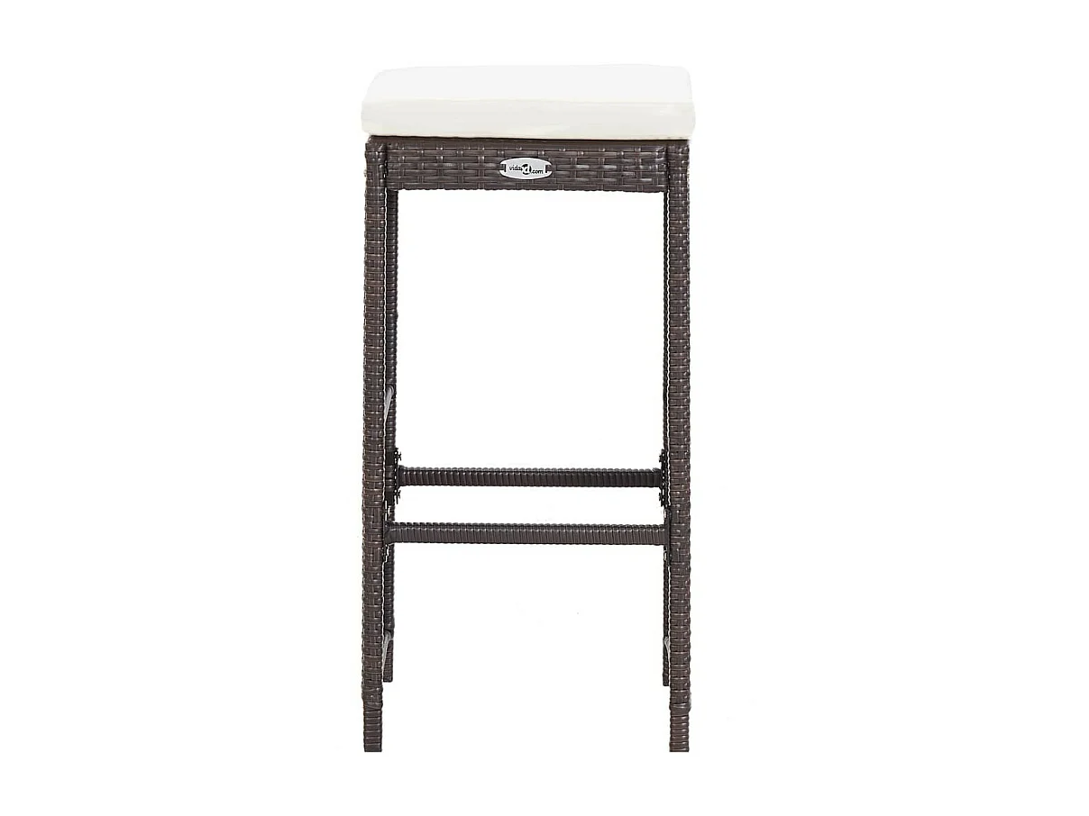 Meuble de bar de jardin 7 pcs et coussins Résine tressée Marron