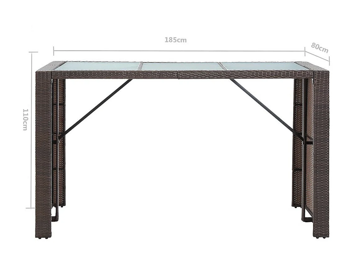 Meuble de bar de jardin 7 pcs et coussins Résine tressée Marron