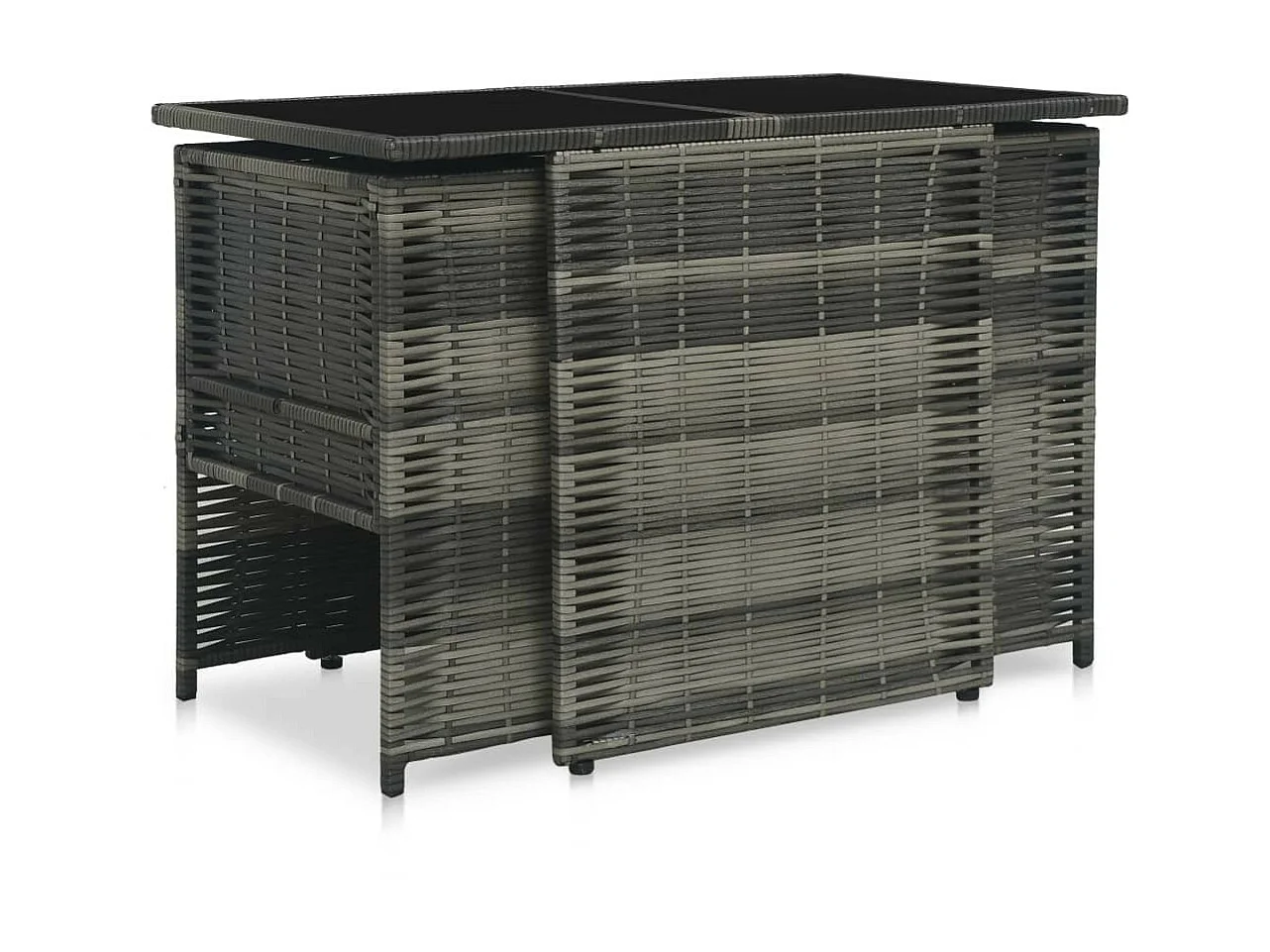 Mobilier de bistro 3 pcs avec coussins Résine tressée Gris 4