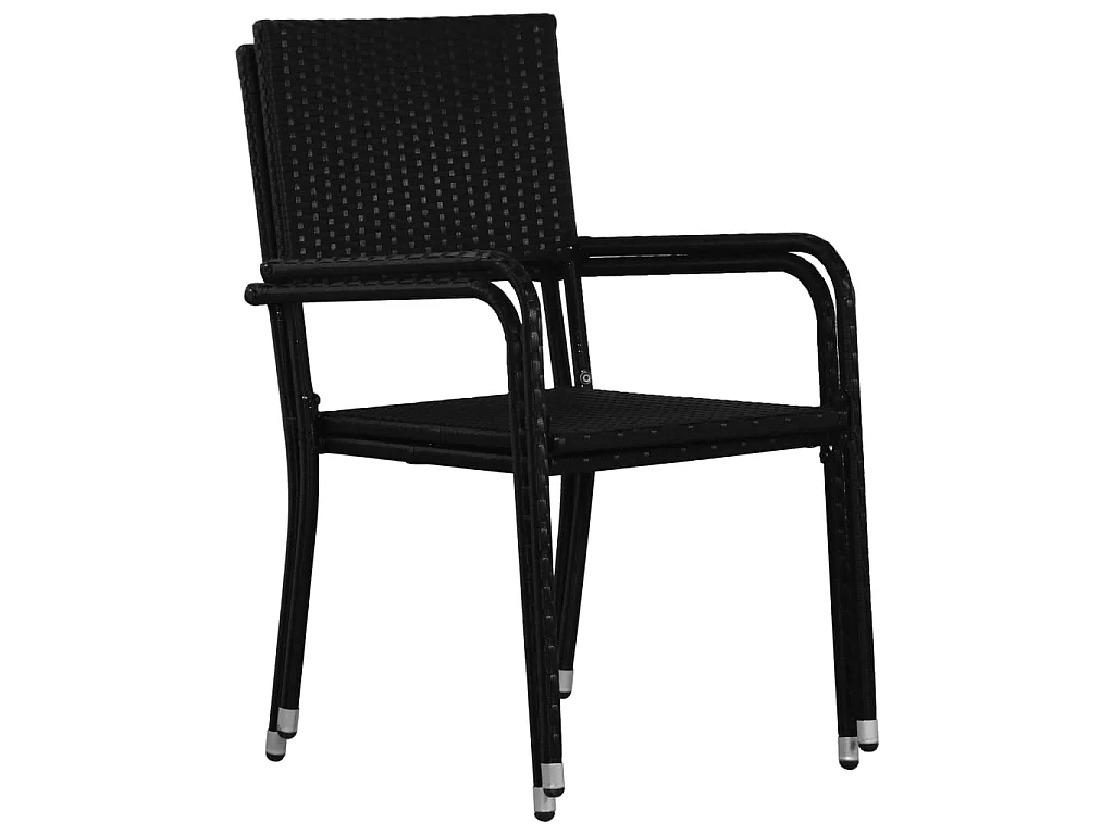 Ensemble de salle à manger de jardin 3 pcs Résine tressée Noir 4