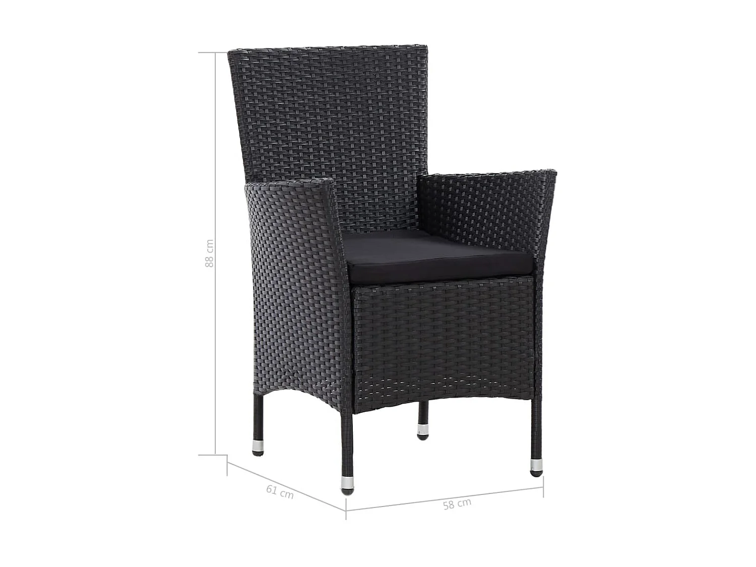 Salon de jardin 7 pcs avec coussins Résine tressée Noir 44