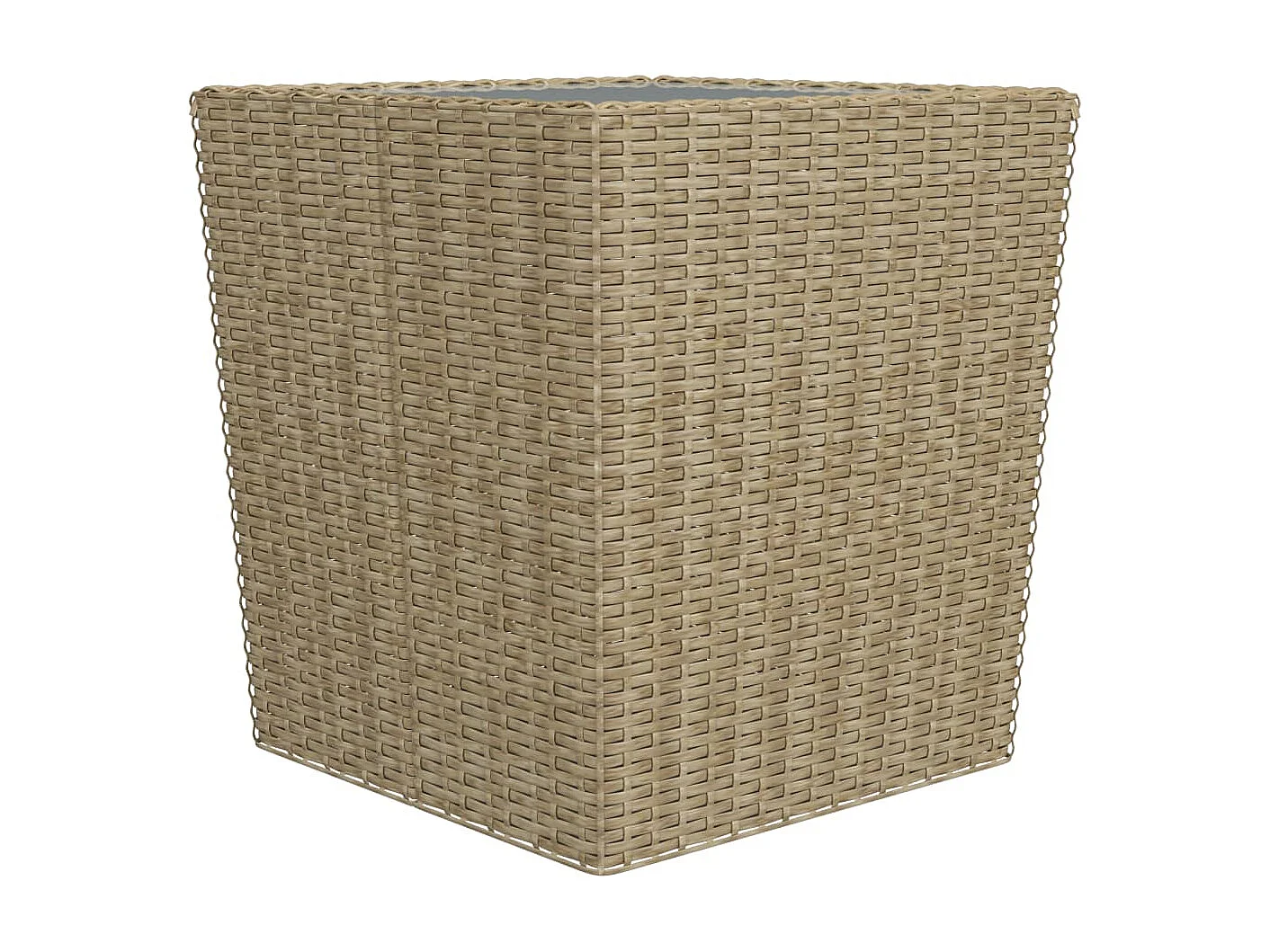 Ensemble de bistro 3 pcs Résine tressée et verre trempé Beige 2