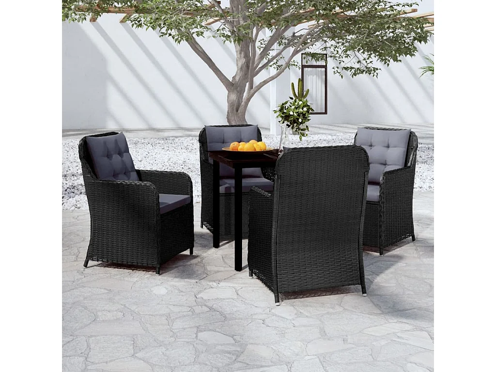 Ensemble de salle à manger de jardin 5 pcs Noir 22