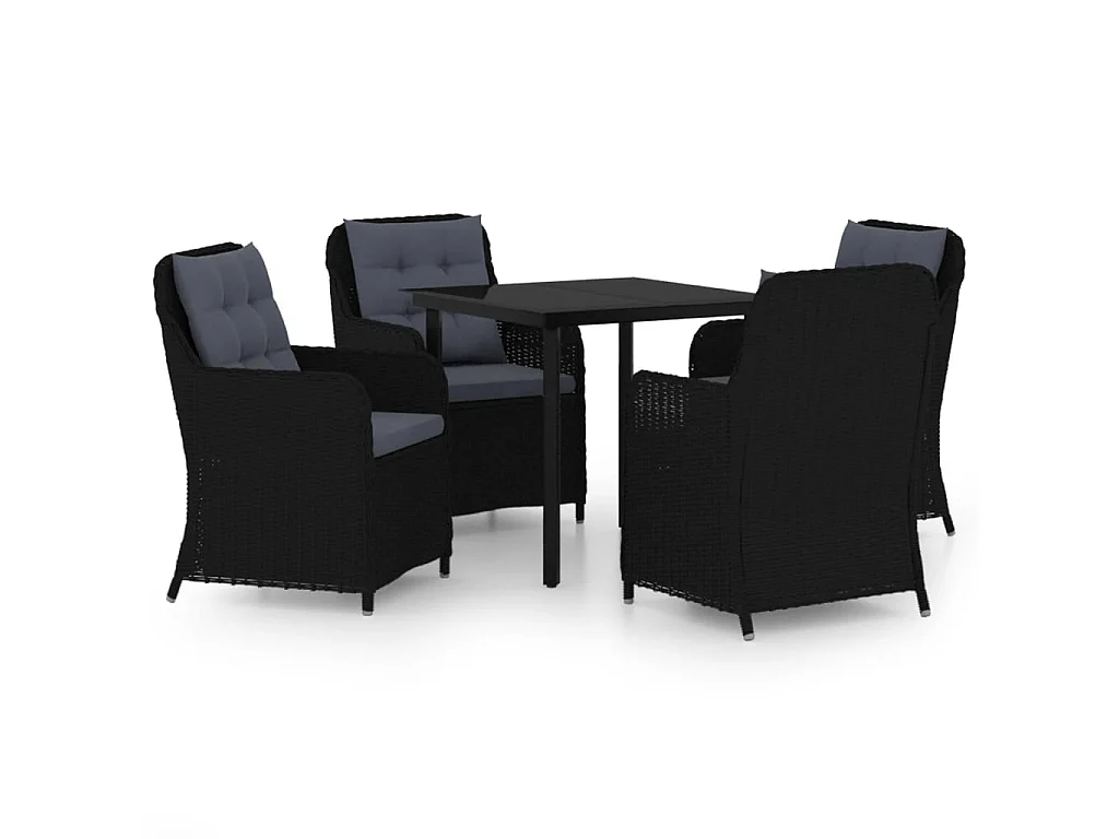 Ensemble de salle à manger de jardin 5 pcs Noir 22