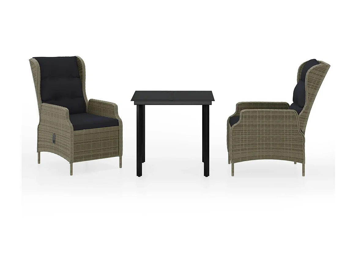 Ensemble de salle à manger de jardin 3 pcs Marron 3