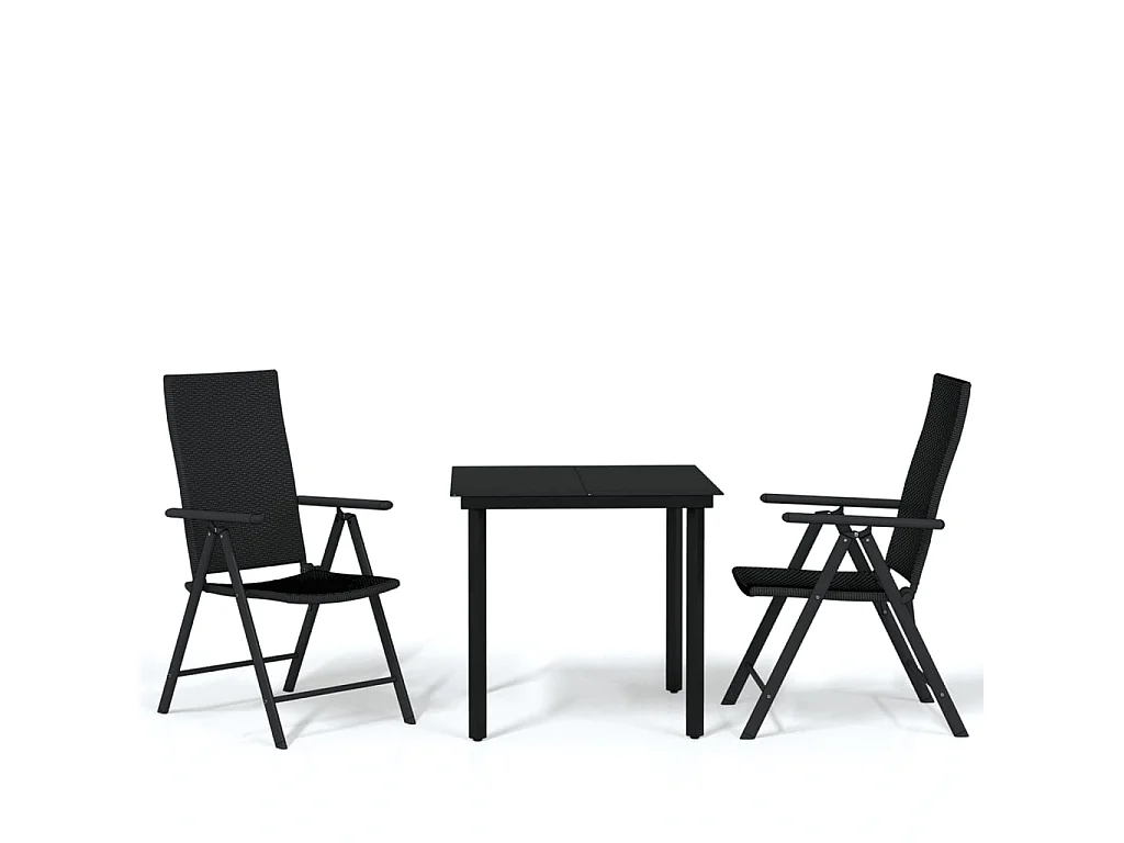Ensemble de salle à manger de jardin 3 pcs Noir 17