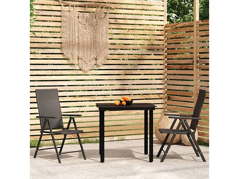Ensemble de salle à manger de jardin 3 pcs Noir 17