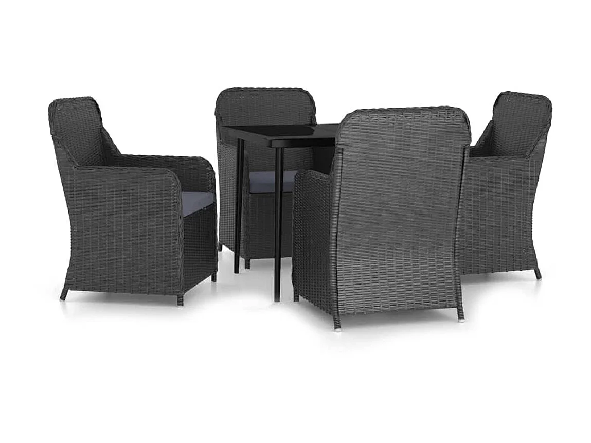 Ensemble de salle à manger de jardin avec coussins 5 pcs Noir 5