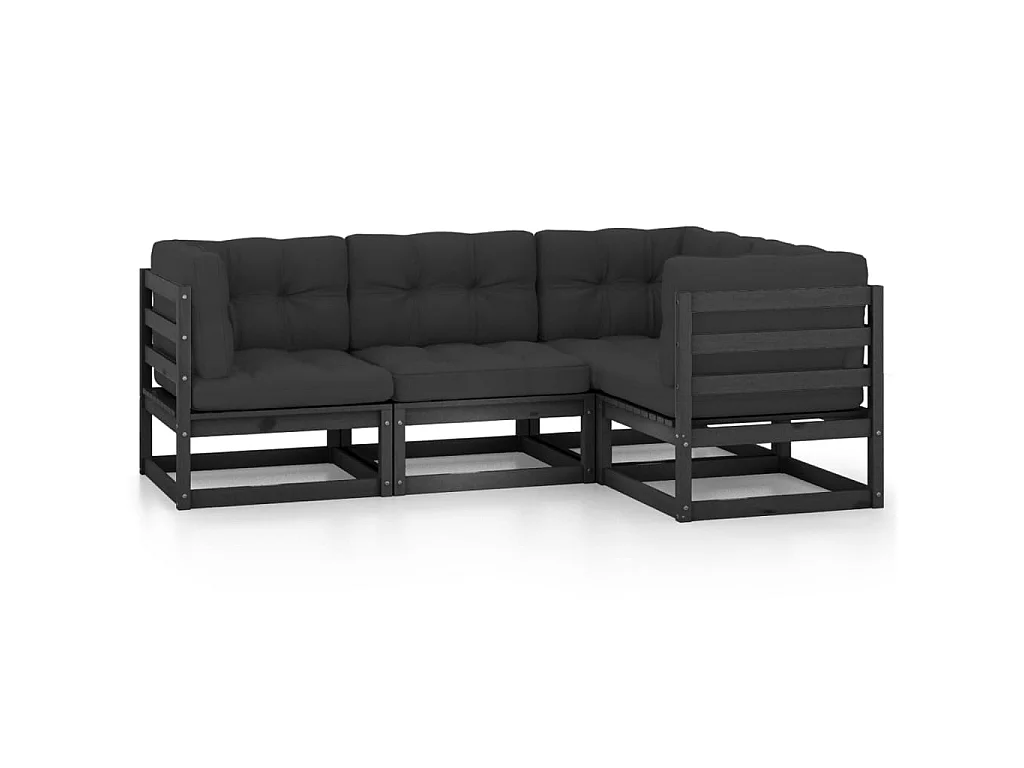 Salon de jardin 4 pcs avec coussins Bois de pin massif 15