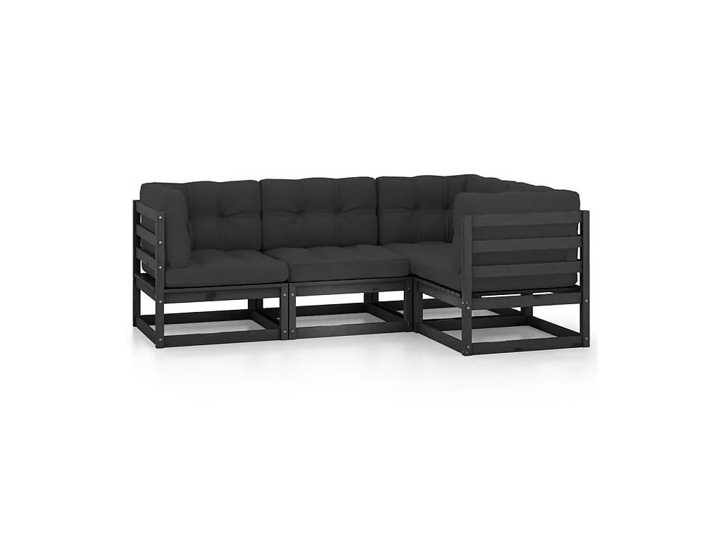 Salon de jardin 4 pcs avec coussins Bois de pin massif 15