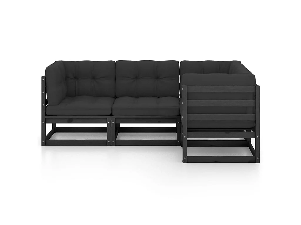 Salon de jardin 4 pcs avec coussins Bois de pin massif 15