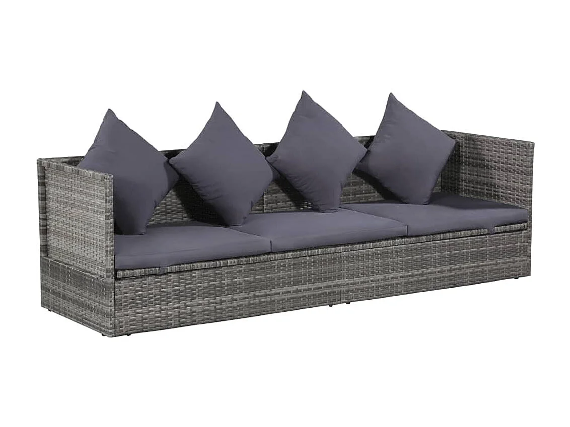 Lit de jardin Gris 200x60 Résine tressée