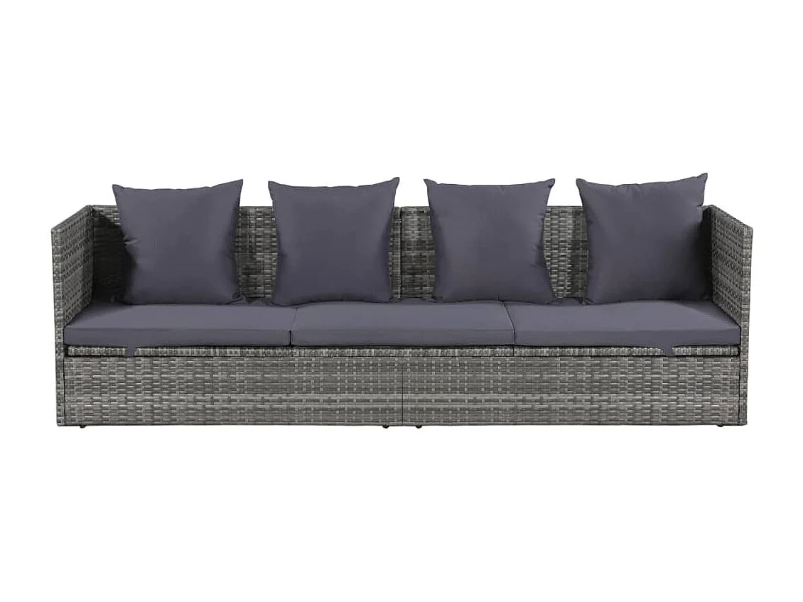 Lit de jardin Gris 200x60 Résine tressée