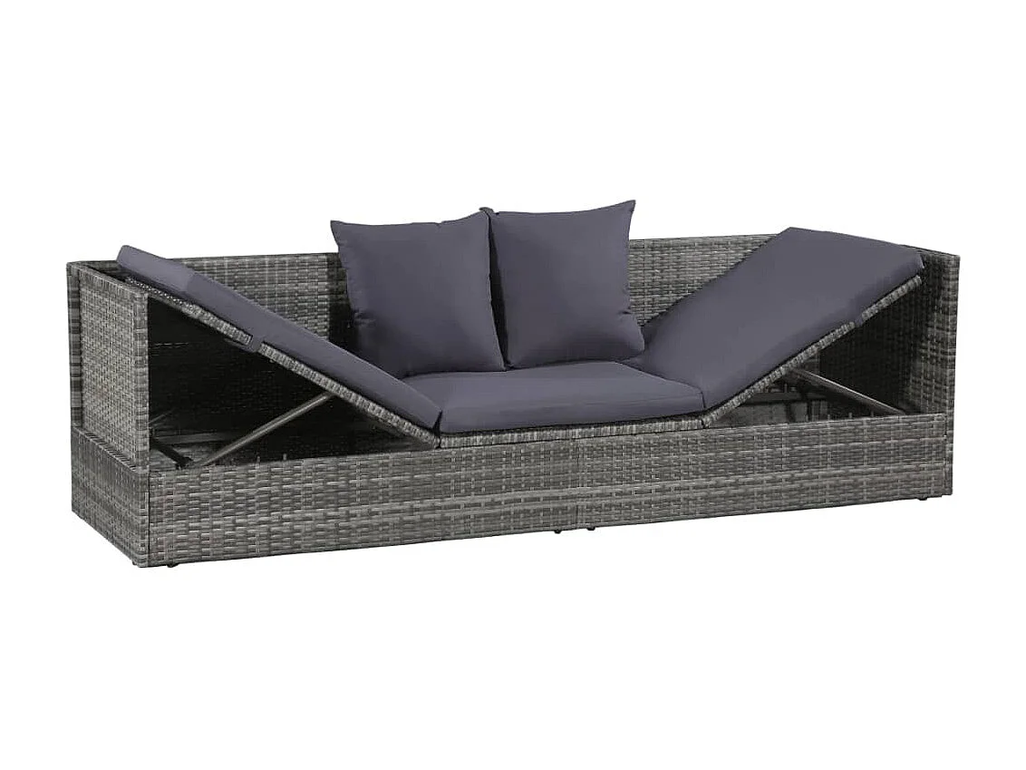 Lit de jardin Gris 200x60 Résine tressée