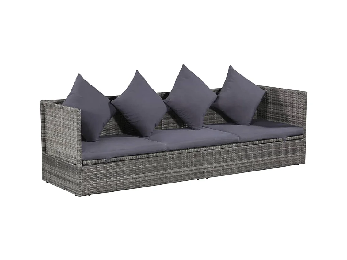 Lit de jardin Gris 200x60 Résine tressée