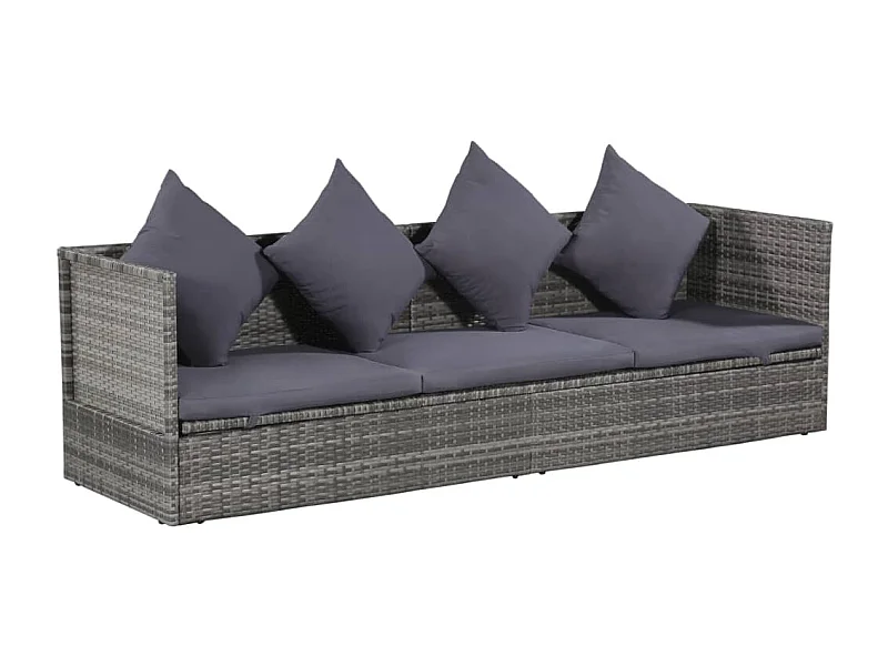 Lit de jardin Gris 200x60 Résine tressée