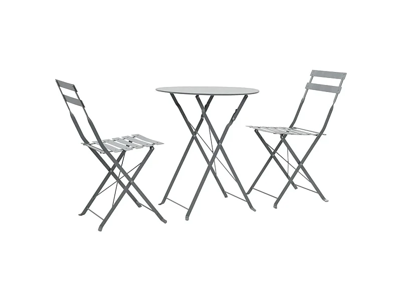 Mobilier de bistro 3 pcs Acier Gris